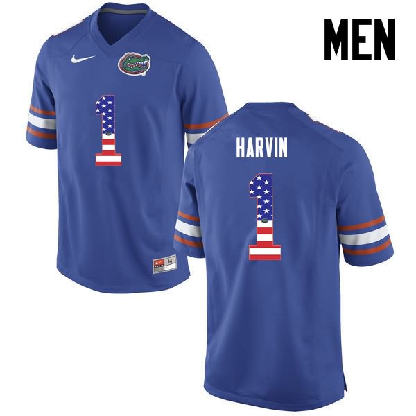 NCAA Florida Gators Percy Harvin Men's #1 USA Flag Fashion Nike Blue Stitched Authentic College Football Jersey LLZ6164NH